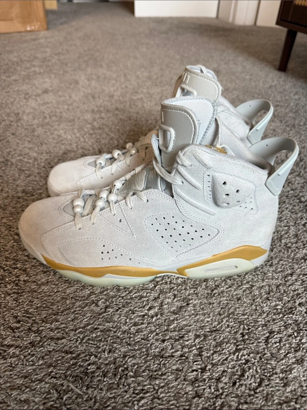 Jordan Pearl Grey Suede High-Top Sneakers